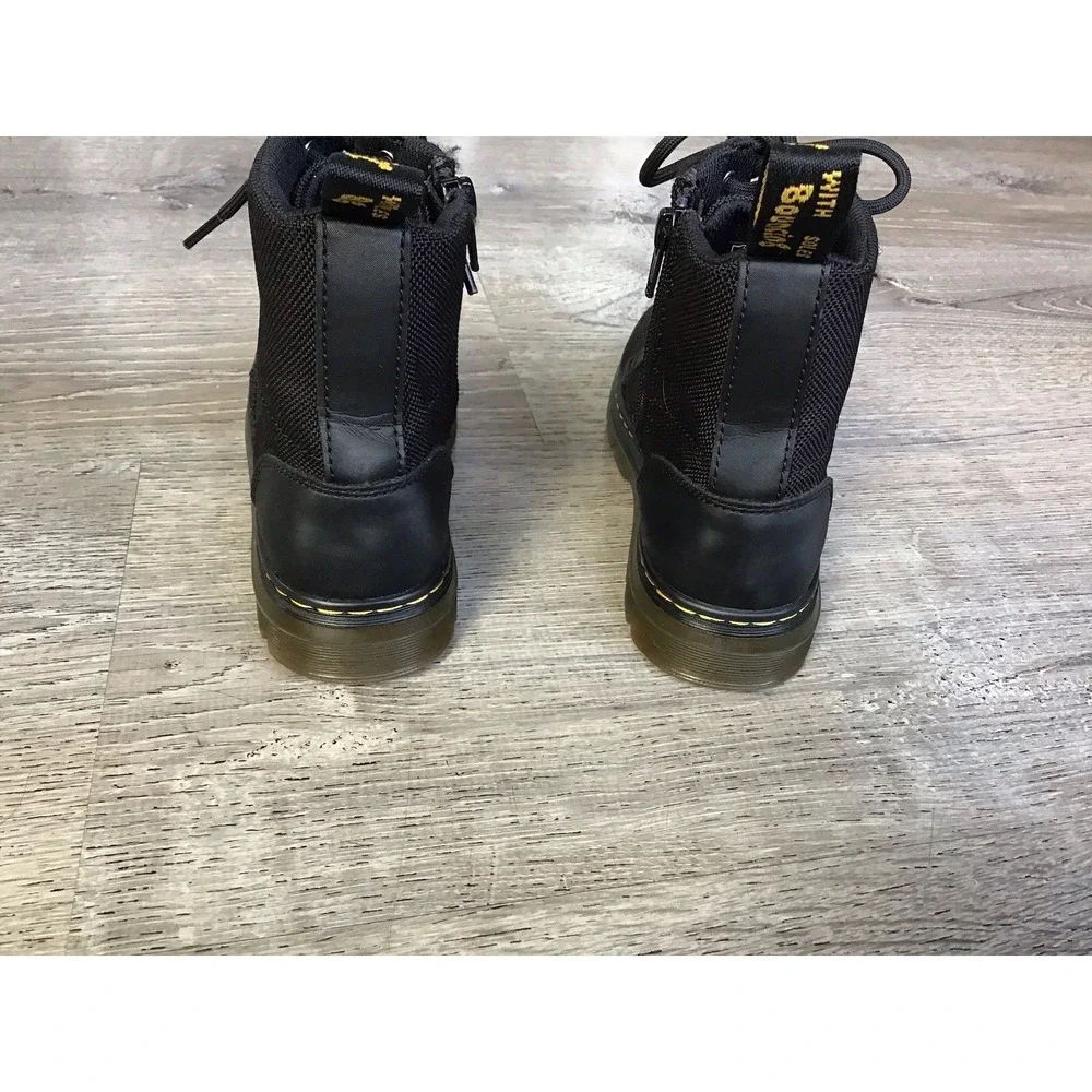 Doc Dr Martens Boots Combs J Combat Lace Up Black Canvas Zip Youth Kids Size 2